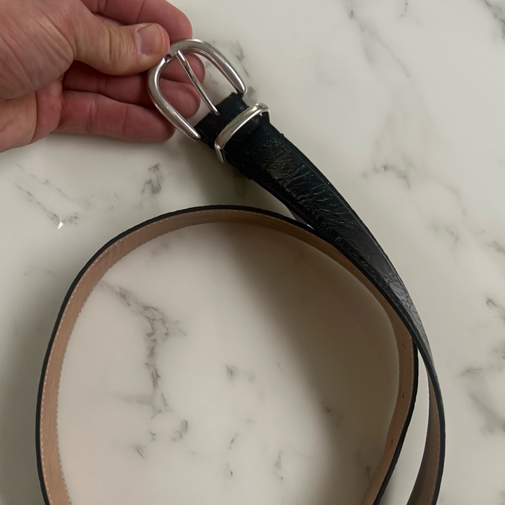 Todd Snyder Black Leather Belt with Silver Buckle